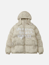 Manteau d'hiver à chapeau amovible en détresse